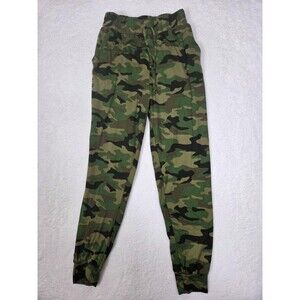 LA+Image‎ Pants Womens Medium Green Camo Joggers Elastic Waist Lounge Casual